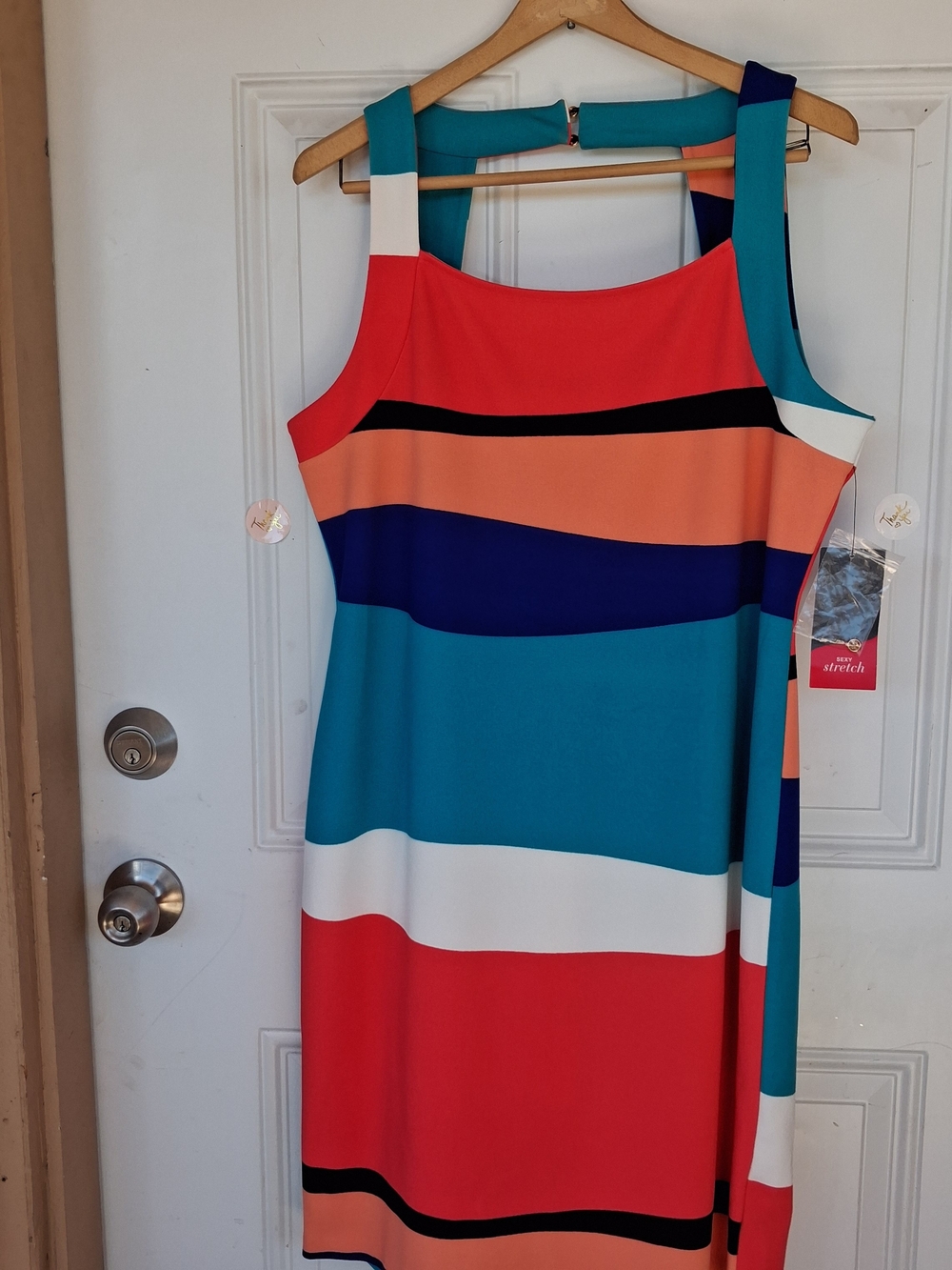 BOLD elements Colorwish Stripe Striped Midi Dress in Red & Blue Size XL NWT